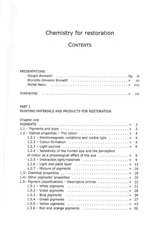 Chemistry for Restoration. Painting and Restoration Materials Nardini