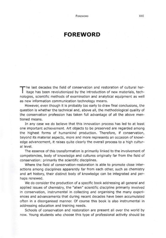 Chemistry for Restoration. Painting and Restoration Materials Nardini