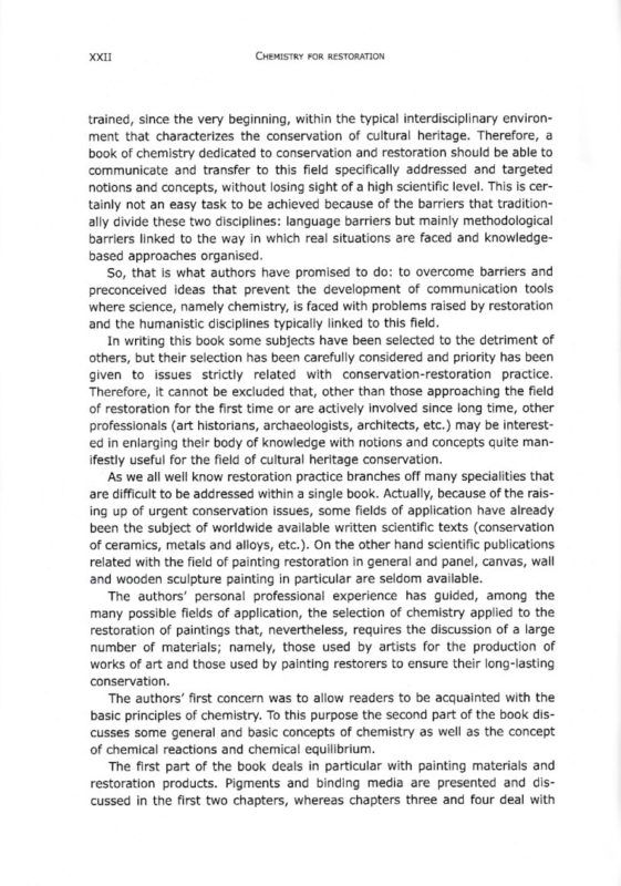 Chemistry for Restoration. Painting and Restoration Materials Nardini