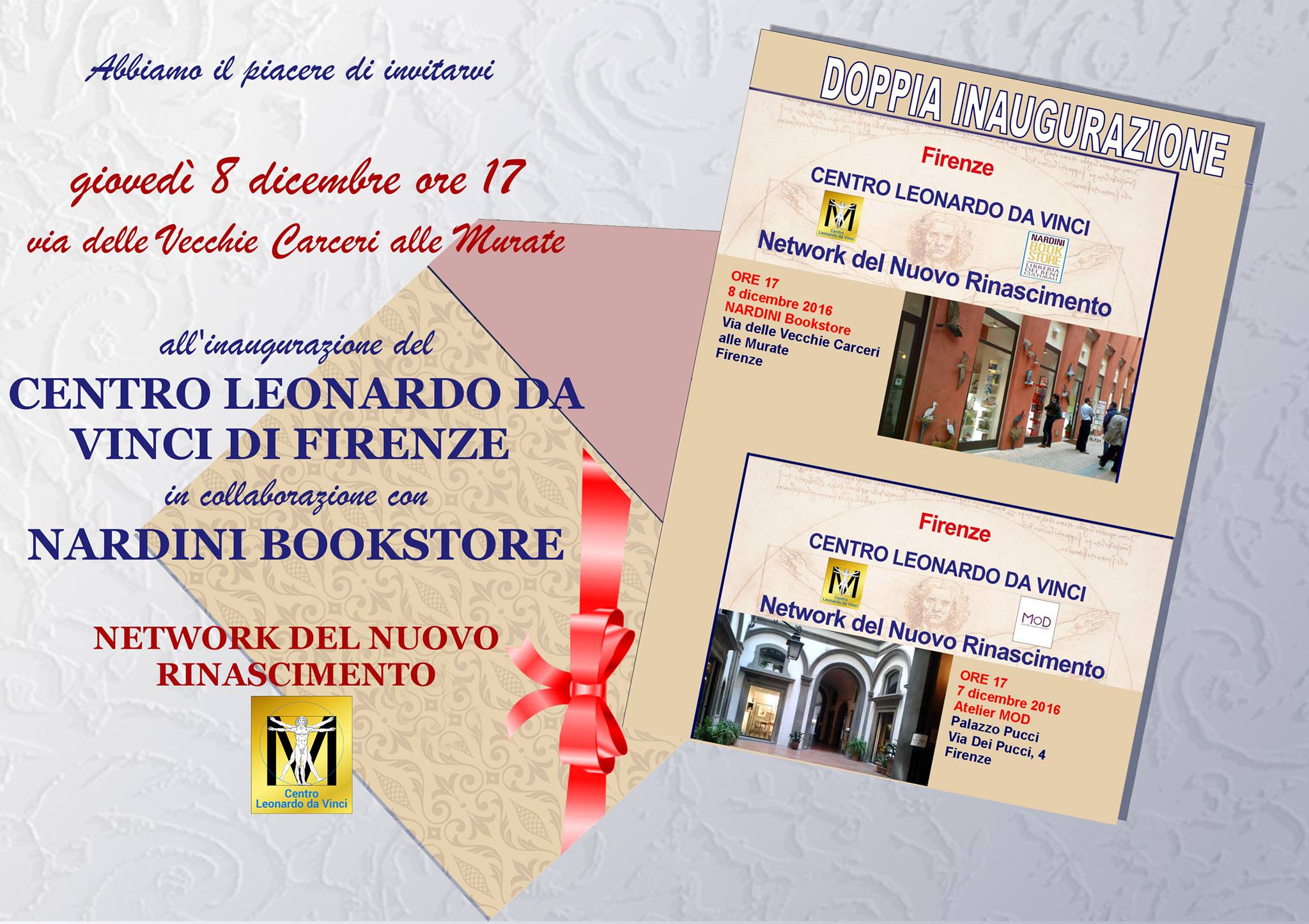 Giovedì 8 dicembre 2016 inaugurazione del nuovo Centro Leonardo da Vinci di Firenze al Bookstore