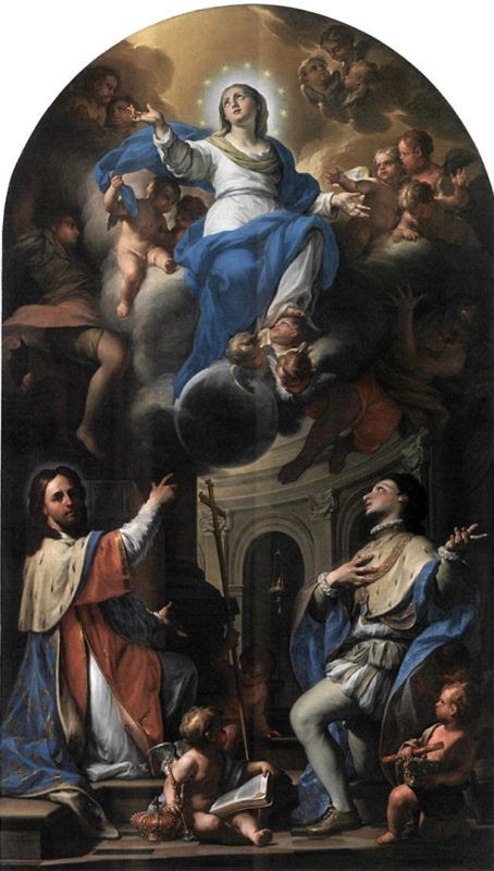 La chiesa di Sant'Uberto alla Venaria Reale (Torino). Francesco Trevisani. Immacolata con san Luigi IX re di Francia e il beato Amedeo di Savoia