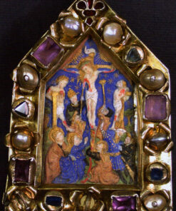 Fino al secolo XIV, durante la celebrazione della messa i fedeli erano soliti scambiarsi il bacio della pace come segno di riconciliazione. Questa pratica fu gradualmente sostituita dal bacio di un'immagine della Passione di Cristo (detta dunque pace) che passava di mano in mano. La pace, dotata di manico sul retro era, quindi, nei secoli XV e XVI, un indispensabile complemento della suppellettile liturgica. Per alcuni committenti particolarmente facoltosi si producevano però delle piccole paci destinati alla devozione privata e questo sembra essere il caso del prezioso manufatto proveniente dal tesoro della chiesa di Portovenere (La Spezia).